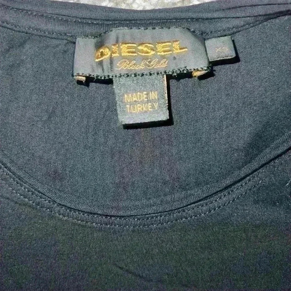 Diesel Black Gold Tops Xs Short Sleeves Crew Neck Minimalist Biker Monochrome - Picture 7 of 8